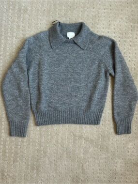 H&M Gray Collared Knit Polo Sweater Size S